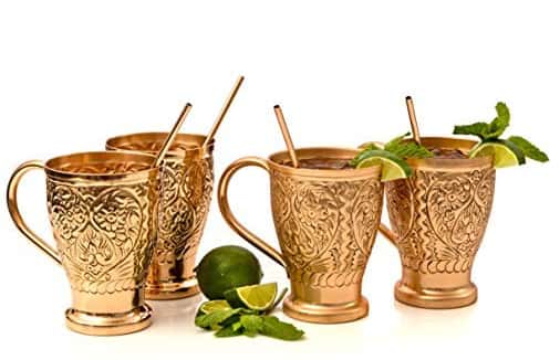 Kamojo Moscow Mule 100% Pure Copper Embossed Mugs