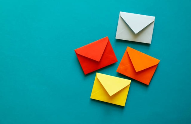Email Symbols shown in white, red, orange and yellow colors